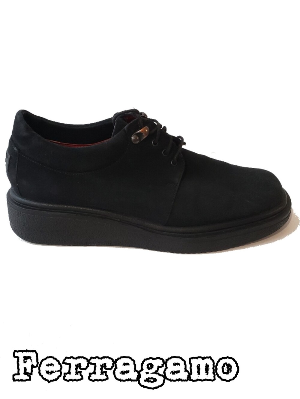 Vintage Salvatore Ferragamo Black Suede Platform Sneakers